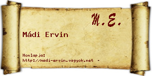 Mádi Ervin névjegykártya